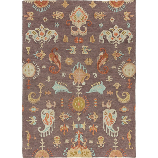Sprout Rug - 12983 by Surya in medium gray, burnt orange, sky blue, olive, tan, beige. Made from 70% wool, 20% cotton, 10% viscose in a unique style.