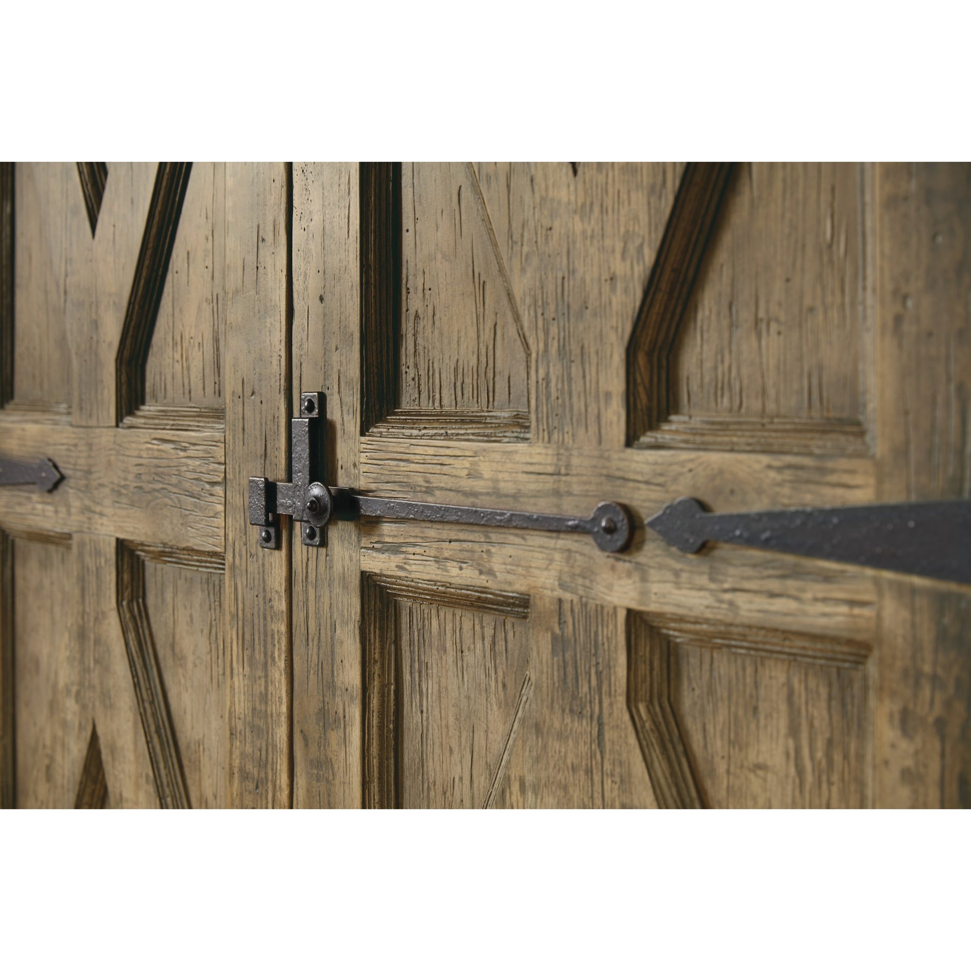 La Grange Mt. Maria Wardrobe by Hooker Furniture in barn wood. Made from pecky hickory veneer, mirror in a traditional style.
