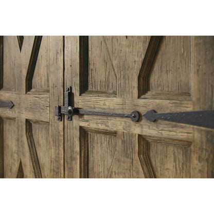 La Grange Mt. Maria Wardrobe by Hooker Furniture in barn wood. Made from pecky hickory veneer, mirror in a traditional style.