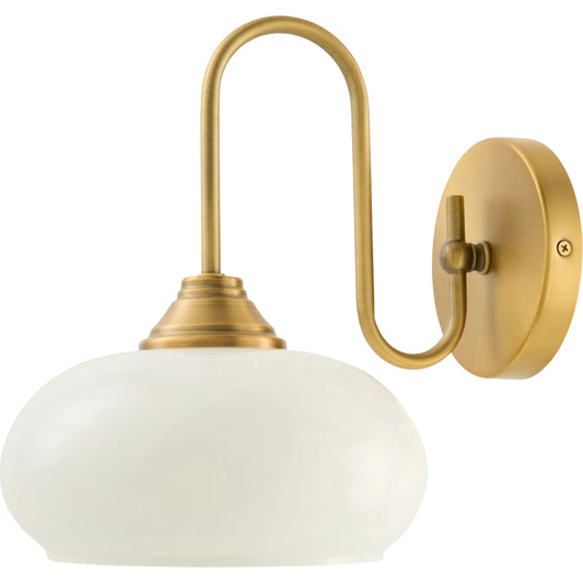 Soreva Wall Sconce by Surya in white, metallic brass and electroplated. Made from iron, glass in a unique style.