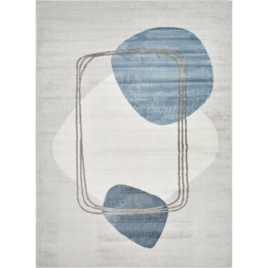 St Tropez Rug - 487315 by Livabliss in light gray, cream, blue, charcoal, dark blue. Made from face: 100% polypropylene, warp: 100% cotton in a unique style.