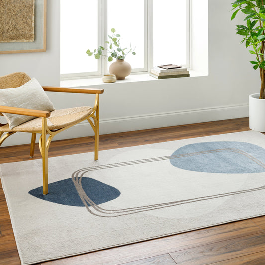 St Tropez Rug - 487315 by Livabliss in light gray, cream, blue, charcoal, dark blue. Made from face: 100% polypropylene, warp: 100% cotton in a unique style.
