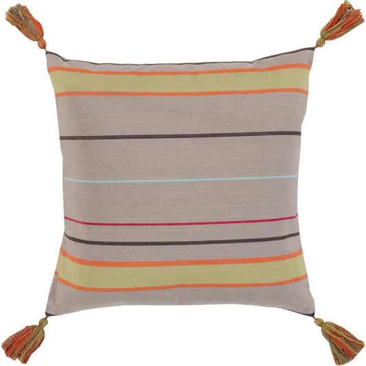 Stadda Stripe Pillow - 13423 by Surya in taupe, poppy, olive, cherry, mint, black. Made from 100% cotton in a tr