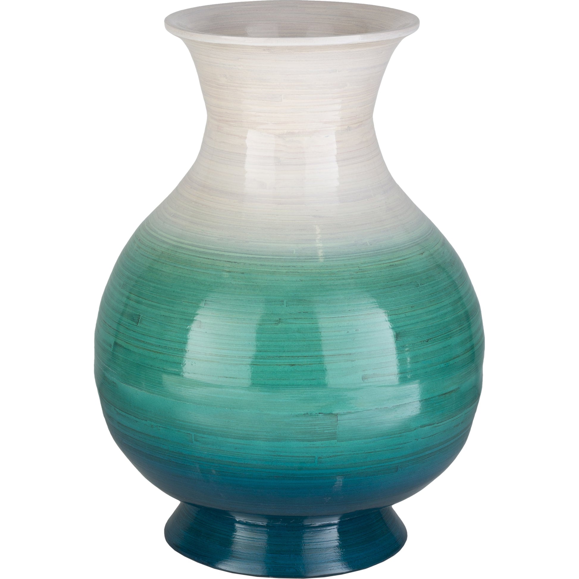 Sausalito Vase by Livabliss in dark blue, emerald, white and lacquered. Made from wood in a coastal style.