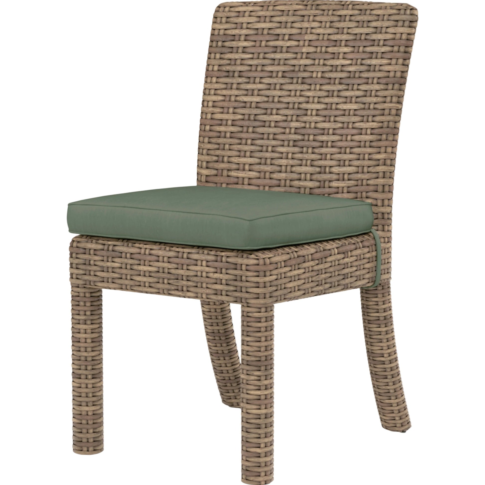 Havana Outdoor Armless Dining Chair by Sunset West in tobacco. Made from resin wicker in a modern style.