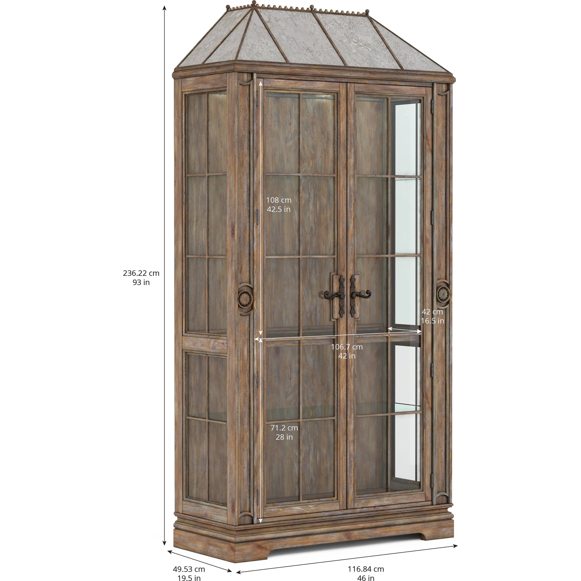 Architrave China Cabinet by A.R.T. Furniture in almond. Made from pine solids and veneer, glass, metal in a traditional style.