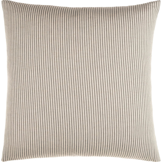 Skinny Stripe Pillow - 12374 by Livabliss in light beige, charcoal. Made from 85% cotton, 15% flax in a traditional style.