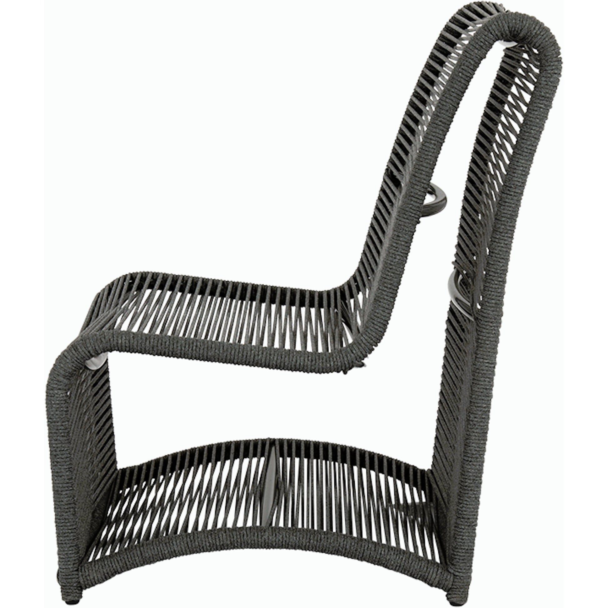 Milano Outdoor Armless Club Chair by Sunset West. Made from olefin rope in a coastal style.