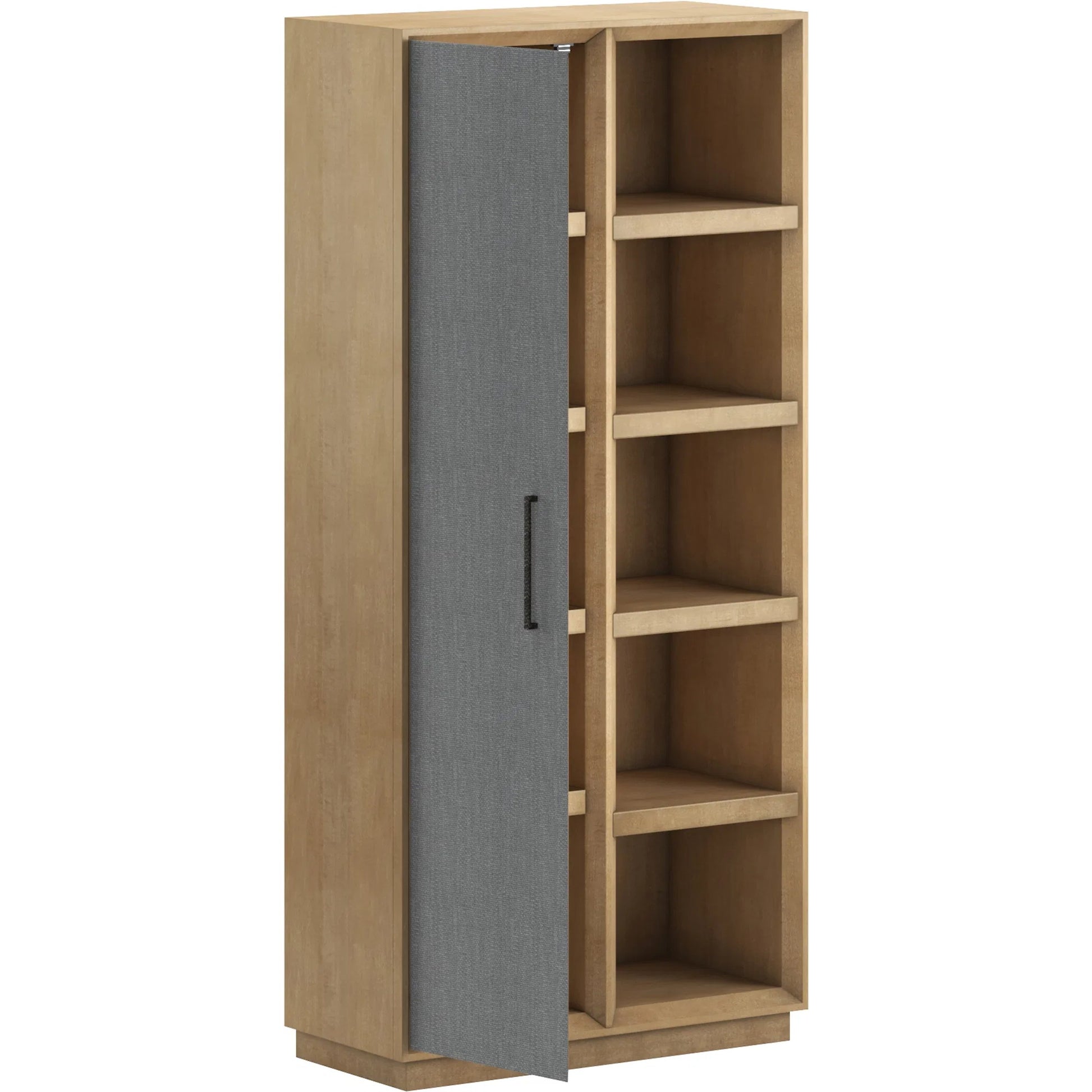 Loft Etagere Bookcase by A.R.T. Furniture in brown and natural maple. Made from poplar, rubberwood, figured maple, fabric in a modern style.