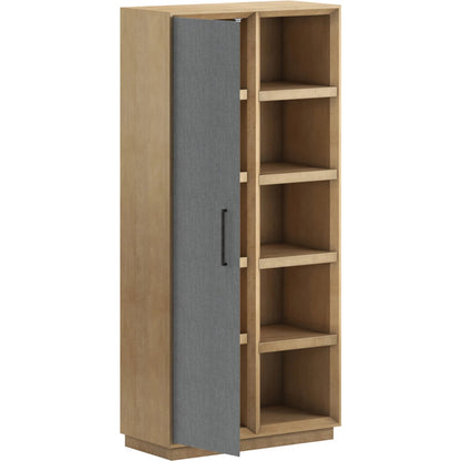 Loft Etagere Bookcase by A.R.T. Furniture in brown and natural maple. Made from poplar, rubberwood, figured maple, fabric in a modern style.