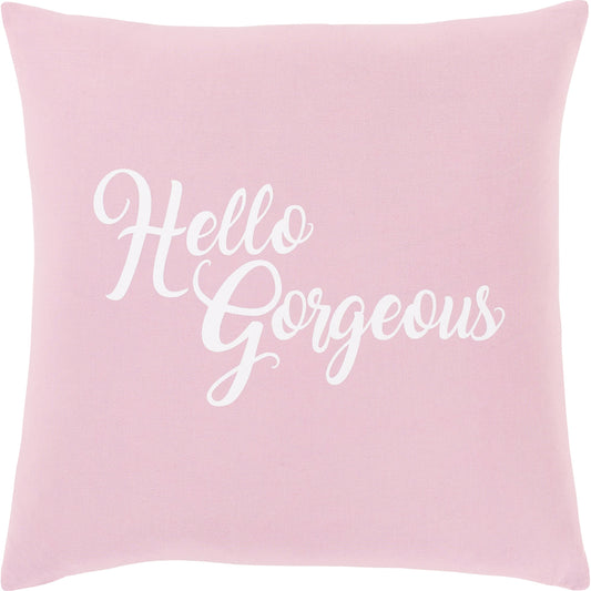 Typography Pillow - 30388 by Surya in light pink, white. Made from 100% cotton in a modern style.