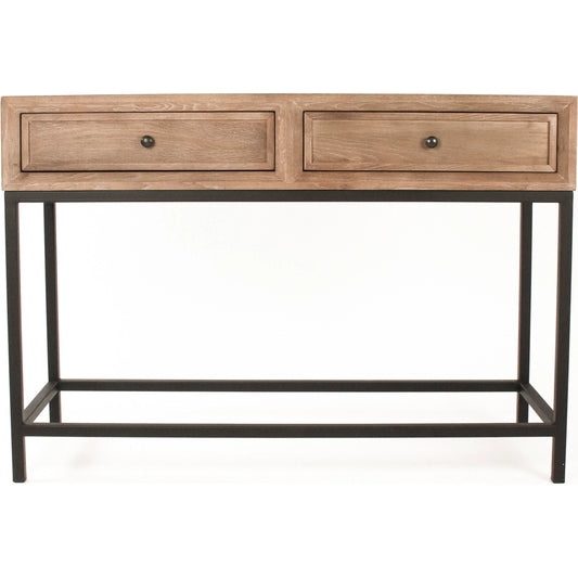 Finneas Console by Zentique in limed grey oak, black metal. Made from oak, metal in a unique style.