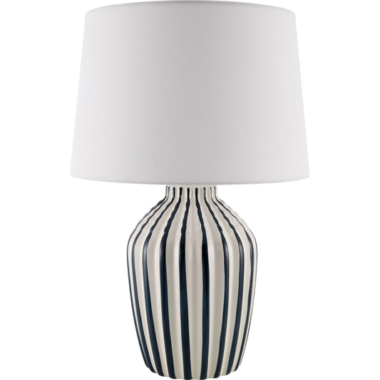 Stratos Accent Table Lamp by Livabliss in metallic, glazed. Made from ceramic, linen, polyester, iron in a modern style.
