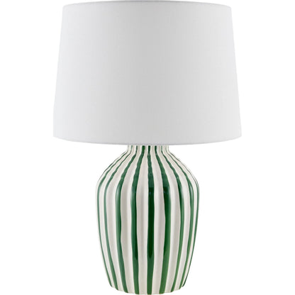 Stratos Accent Table Lamp by Livabliss in metallic, glazed. Made from ceramic, linen, polyester, iron in a modern style.