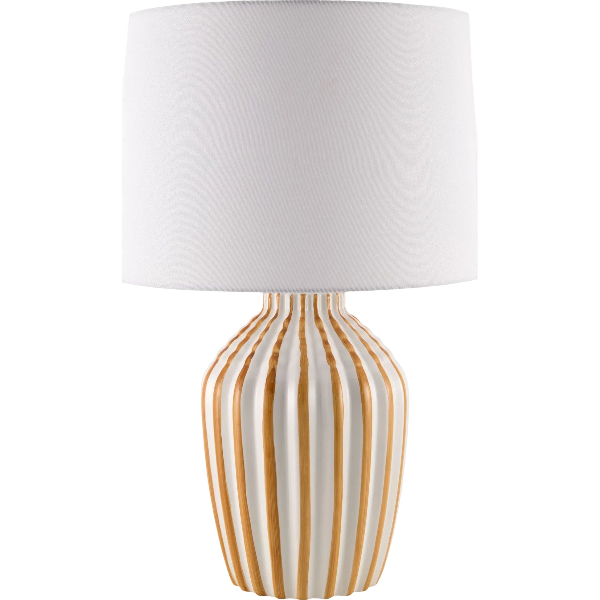 Stratos Accent Table Lamp by Livabliss in metallic, glazed. Made from ceramic, linen, polyester, iron in a modern style.
