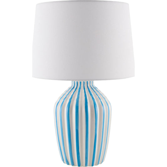 Stratos Accent Table Lamp by Livabliss in metallic, glazed. Made from ceramic, linen, polyester, iron in a modern style.