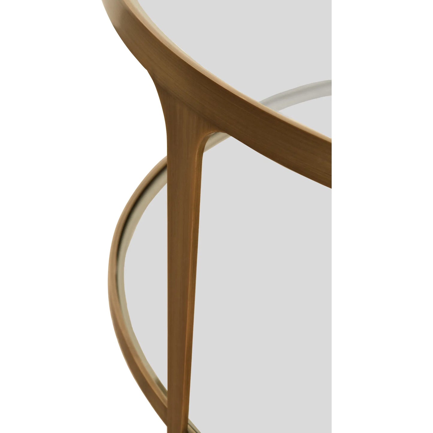 003 SI-2538689 | Closeup | Stacey Two Tier Glass Top Round Coffee Table by Worlds Away in antique brass. Made from unique in a unique style.