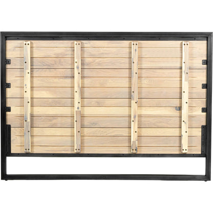 Starlight Bed by LH Imports in beige and white washed, dark grey. Made from white oak, metal in a unique style.
