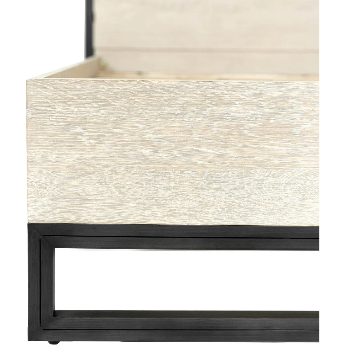009 SI-2533522 | Closeup | Starlight Bed by LH Imports in beige and white washed, dark grey. Made from white oak, metal in a unique style.
