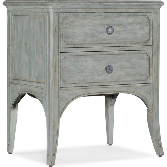 Charleston Two-Drawer Accent Table by Hooker Furniture in waterscape blue. Made from hickory veneers with solid-wood edge top in a transitional style.