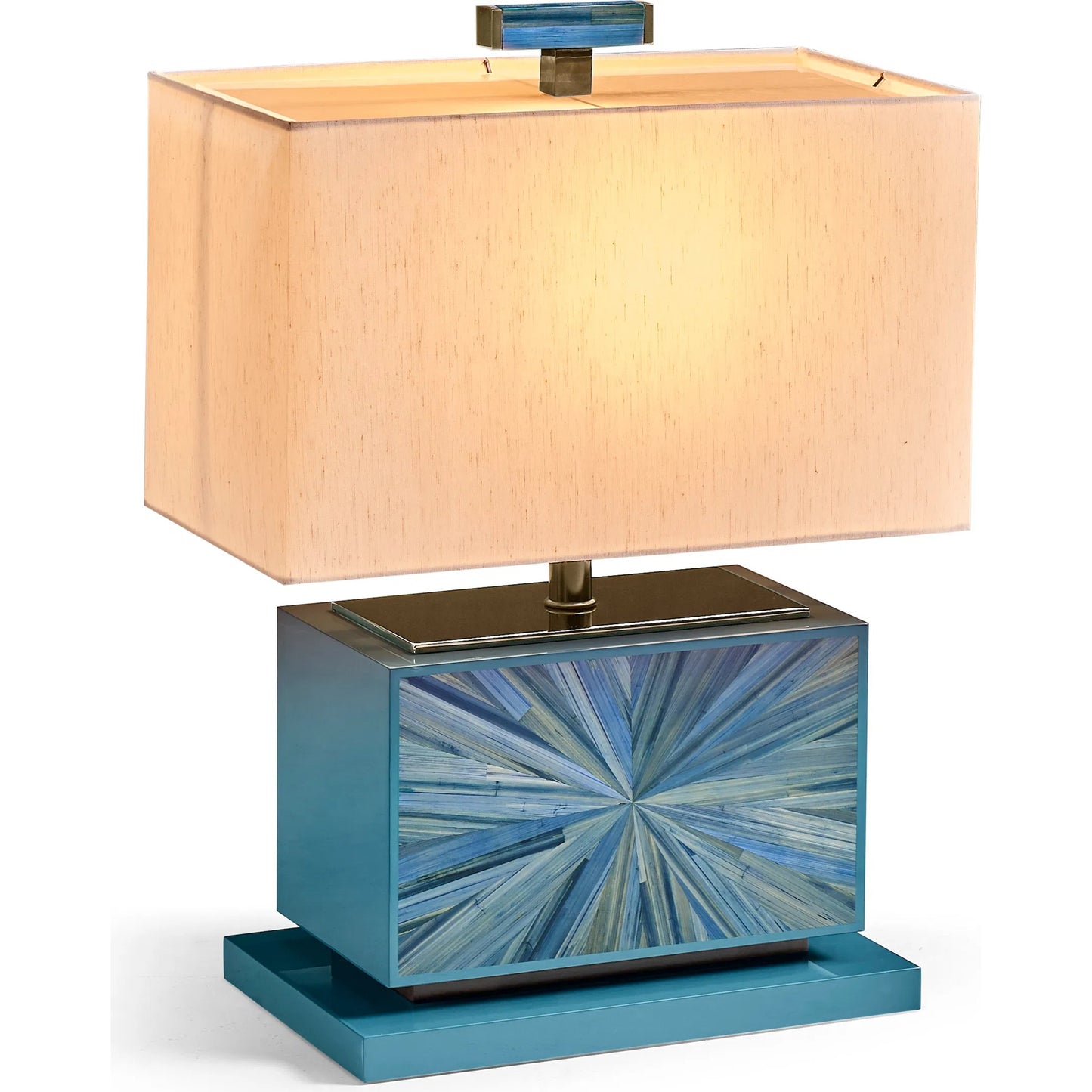 003 SI-2535746 | Additional Silo | Sapphire Horizontal Table Lamp by Jonathan Charles in azure blue straw. Made from main straw in a unique style.