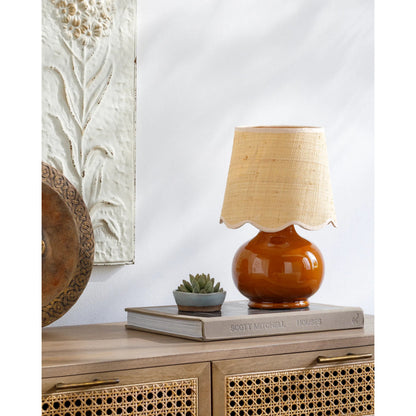 Stella Diminuta Indoor/Outdoor Table Lamp by Livabliss in glazed. Made from ceramic, cotton in a cottage & farmhouse style.