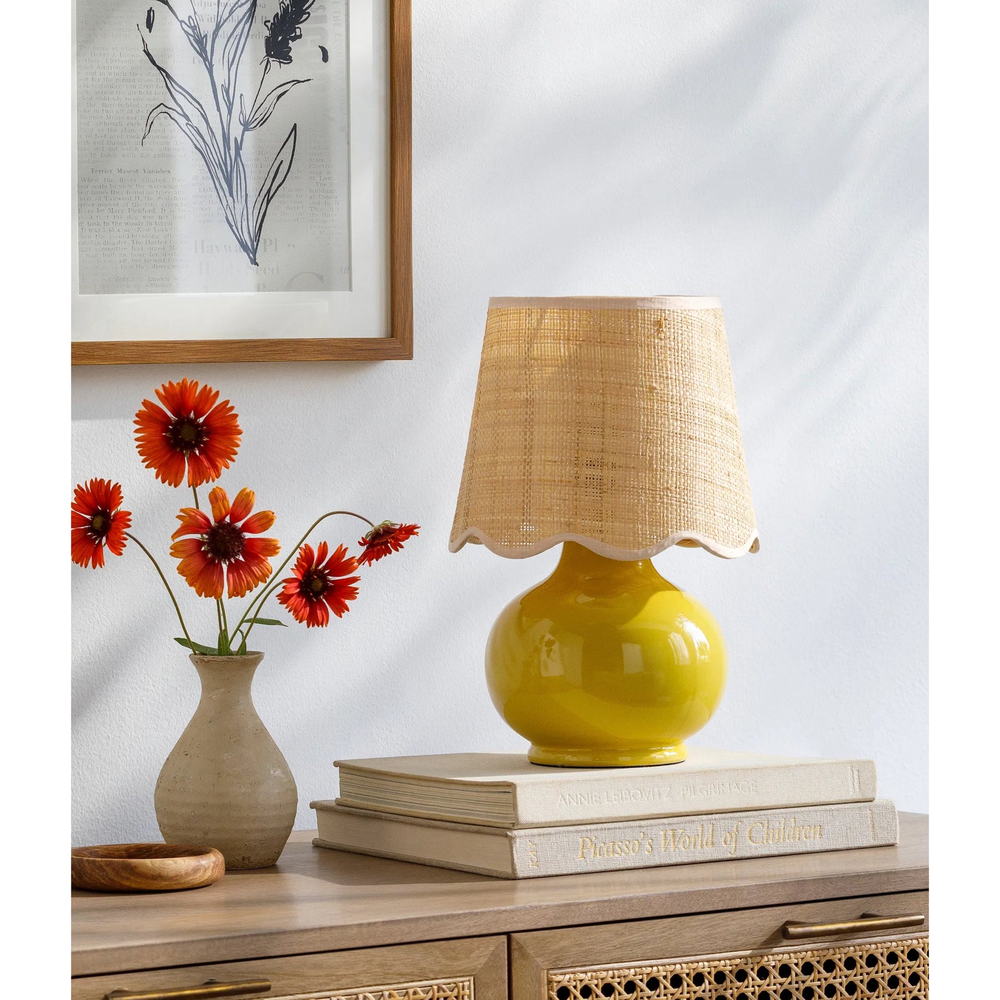 Stella Diminuta Indoor/Outdoor Table Lamp by Livabliss in glazed. Made from ceramic, cotton in a cottage & farmhouse style.
