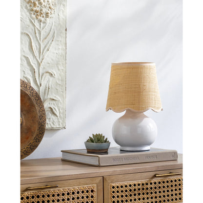 Stella Diminuta Indoor/Outdoor Table Lamp by Livabliss in glazed. Made from ceramic, cotton in a cottage & farmhouse style.
