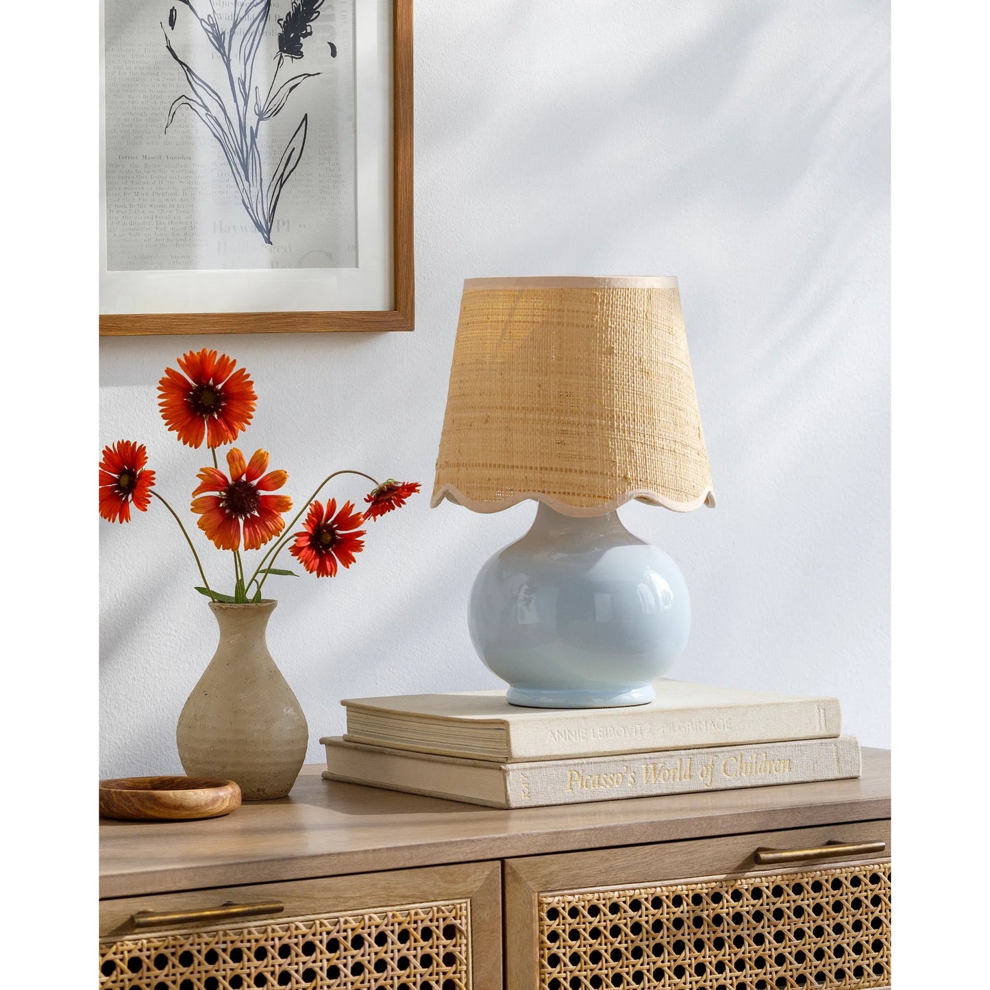 033 SI-2168036 | Lifestyle | Stella Diminuta Indoor/Outdoor Table Lamp by Livabliss in glazed. Made from ceramic, cotton in a cottage & farmhouse style.
