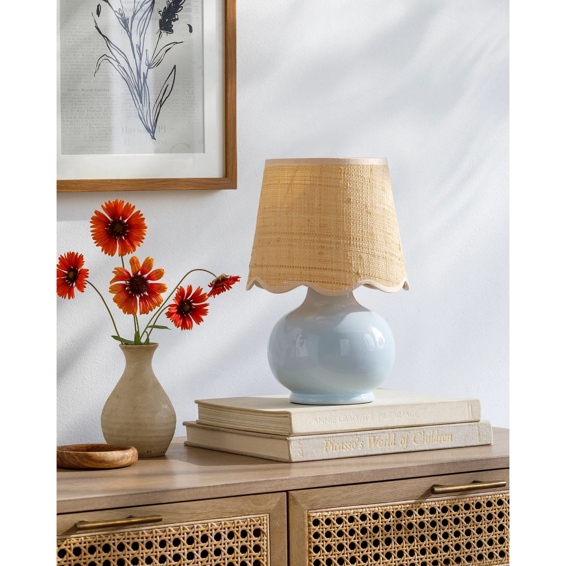 Stella Diminuta Indoor/Outdoor Table Lamp by Livabliss in glazed. Made from ceramic, cotton in a cottage & farmhouse style.