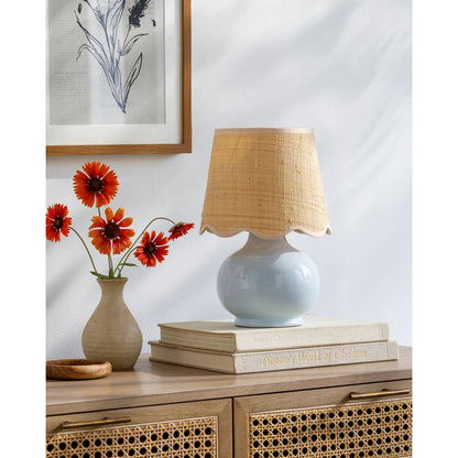Stella Diminuta Indoor/Outdoor Table Lamp by Livabliss in glazed. Made from ceramic, cotton in a cottage & farmhouse style.