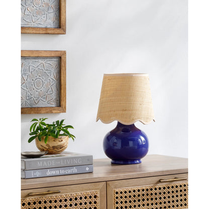 Stella Diminuta Indoor/Outdoor Table Lamp by Livabliss in glazed. Made from ceramic, cotton in a cottage & farmhouse style.