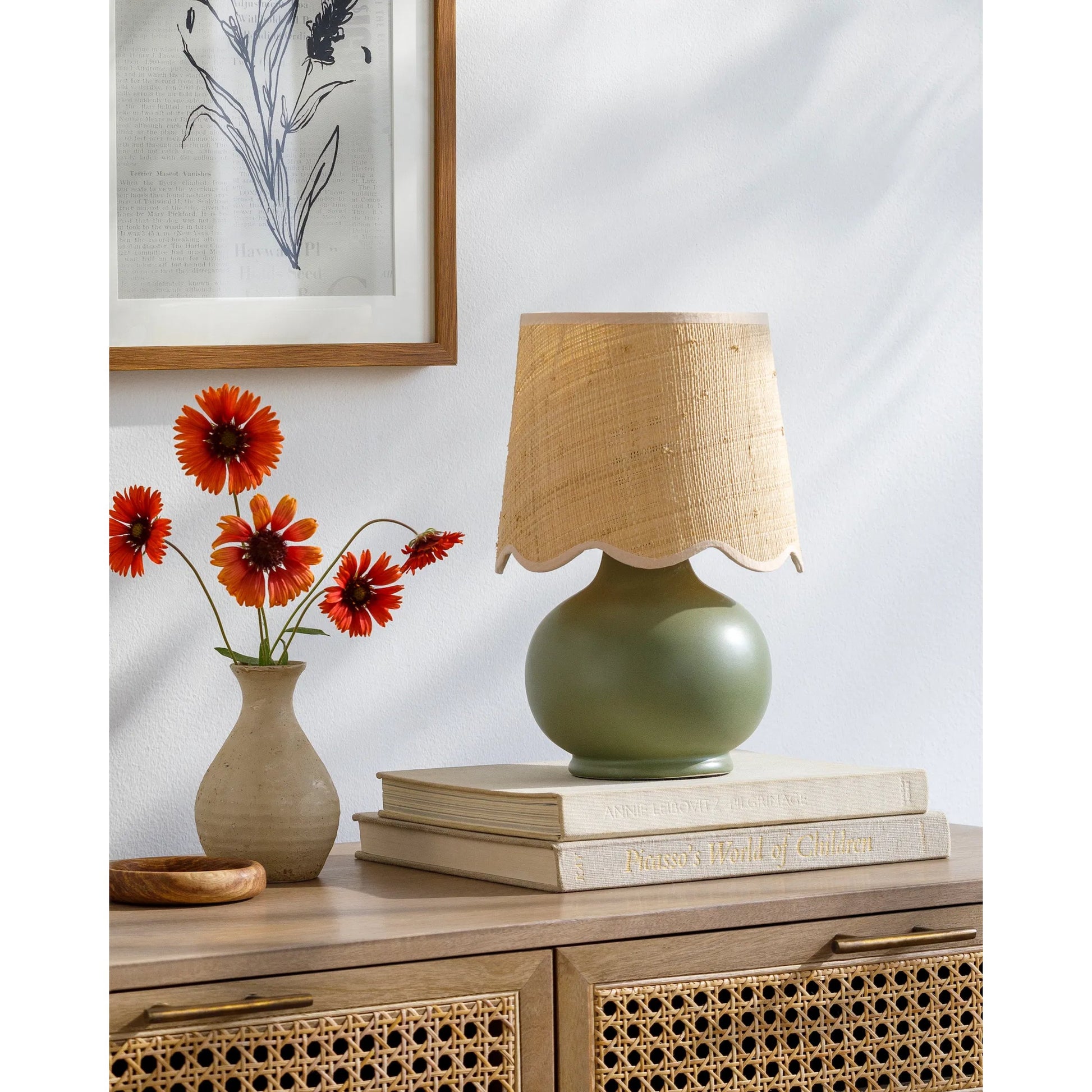 Stella Diminuta Indoor/Outdoor Table Lamp by Livabliss in glazed. Made from ceramic, cotton in a cottage & farmhouse style.