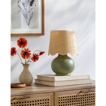 Stella Diminuta Indoor/Outdoor Table Lamp by Livabliss in glazed. Made from ceramic, cotton in a cottage & farmhouse style.