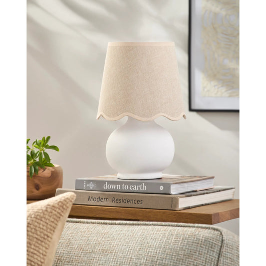 Stella Diminuta Table Lamp by Livabliss in glazed. Made from ceramic, cotton in a cottage & farmhouse style.