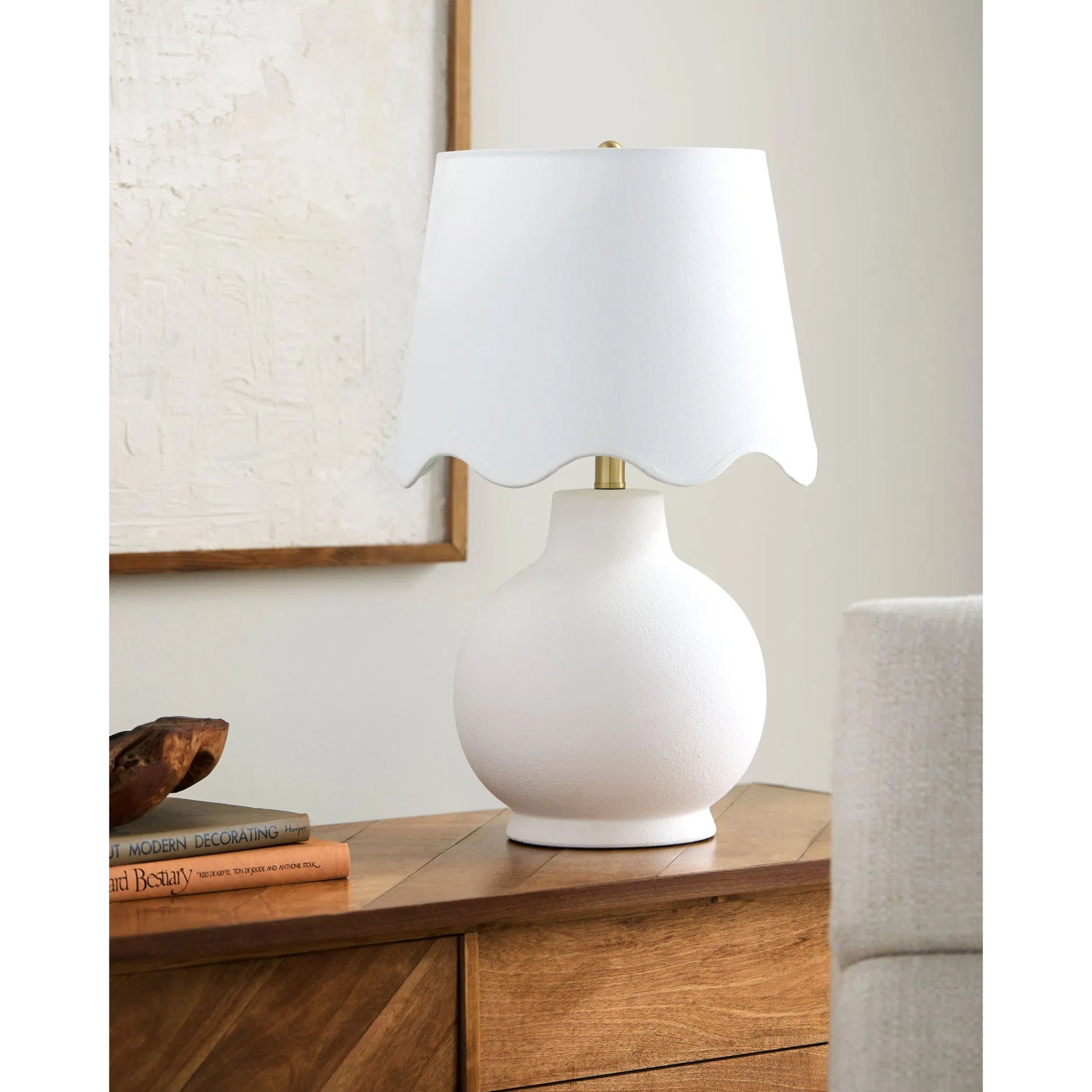Stella Diminuta Accent Table Lamp with White Shade by Livabliss in painted. Made from ceramic, iron, linen, polyester in a unique style.