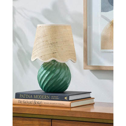 Stelvio Accent Table Lamp with Jute Shade by Livabliss in glazed. Made from ceramic, jute, polystyrene in a eclectic & global style.