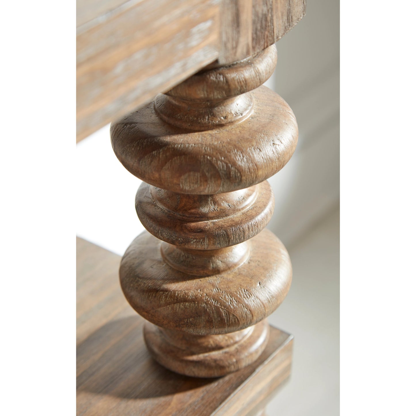 004 SI-2064897 | Closeup | Architrave Console Table by A.R.T. Furniture in almond. Made from pine solids and veneer in a traditional style.