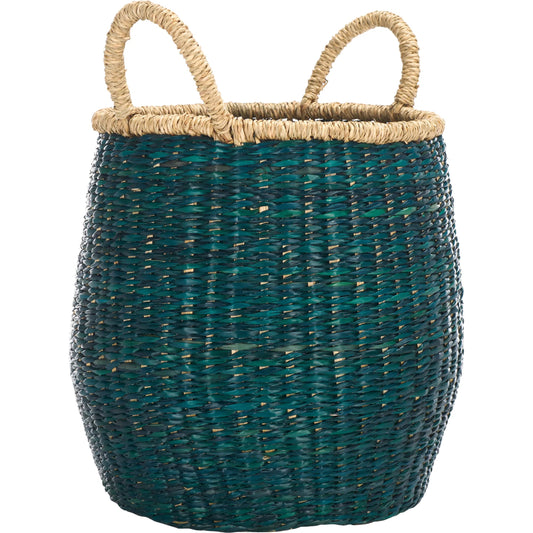 Russell Basket with Handles by HedgeApple Essentials in green. Made from seagrass in a unique style.