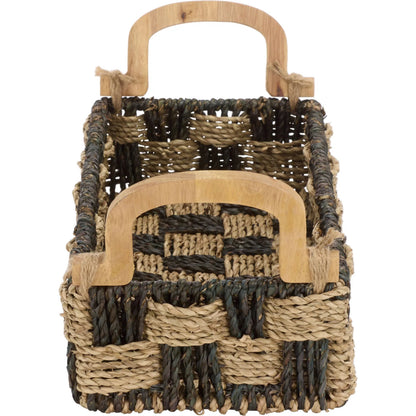 Newbury Basket by HedgeApple Essentials in natural, dark natural. Made from seagrass, metal in a unique style.