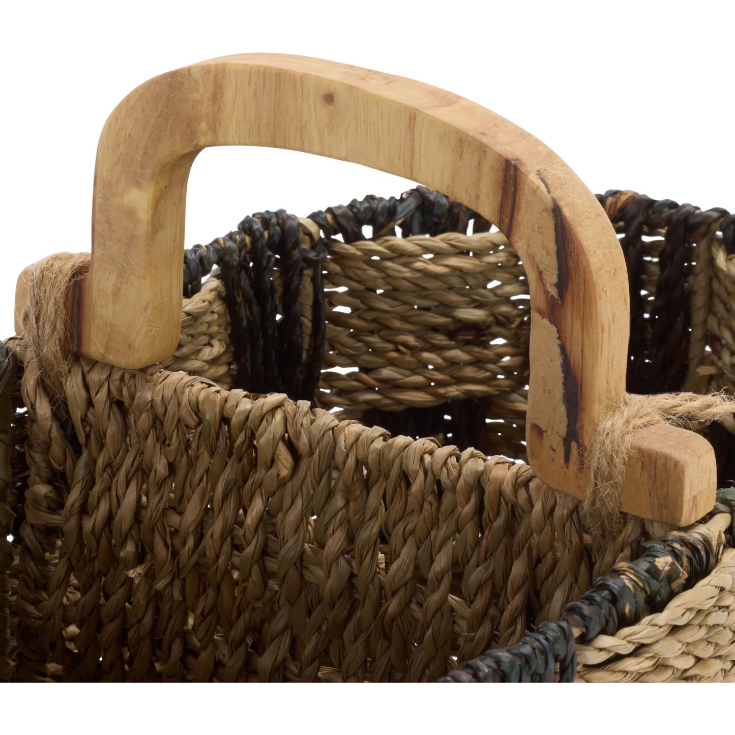 005 SI-2630223 | Closeup | Fisher Basket by HedgeApple Essentials in natural, dark natural. Made from seagrass, metal in a unique style.