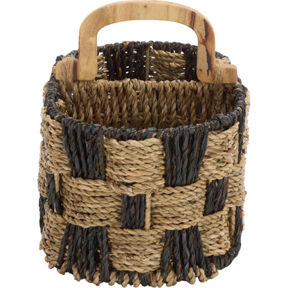 Fisher Basket by HedgeApple Essentials in natural, dark natural. Made from seagrass, metal in a unique style.