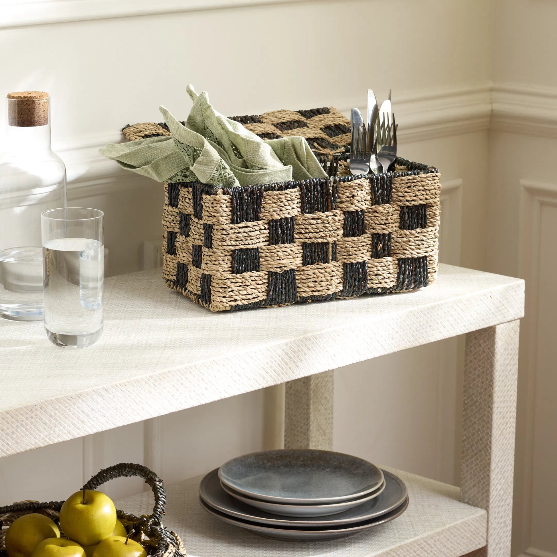 Latimer Basket by HedgeApple Essentials in natural, dark natural. Made from seagrass, metal in a unique style.
