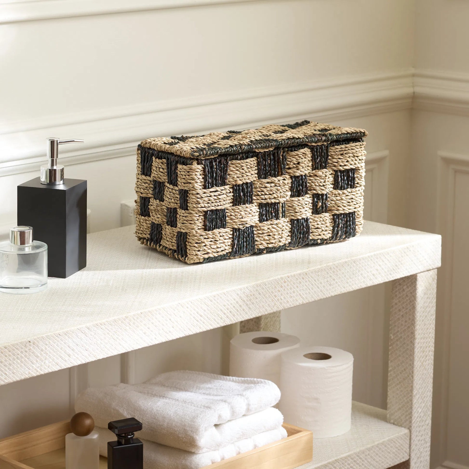 Latimer Basket by HedgeApple Essentials in natural, dark natural. Made from seagrass, metal in a unique style.