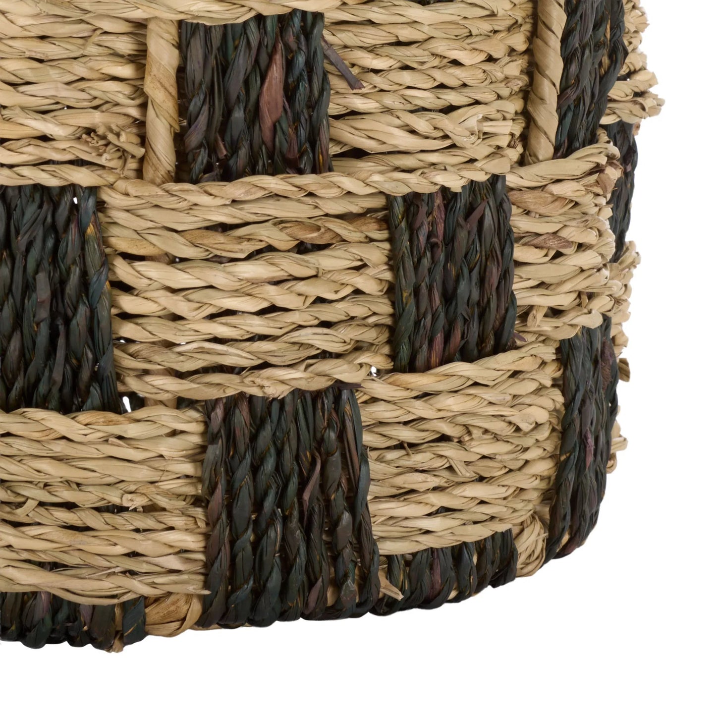 003 SI-2630226 | Closeup | Belpre Basket by HedgeApple Essentials in natural, dark natural. Made from seagrass, metal in a unique style.