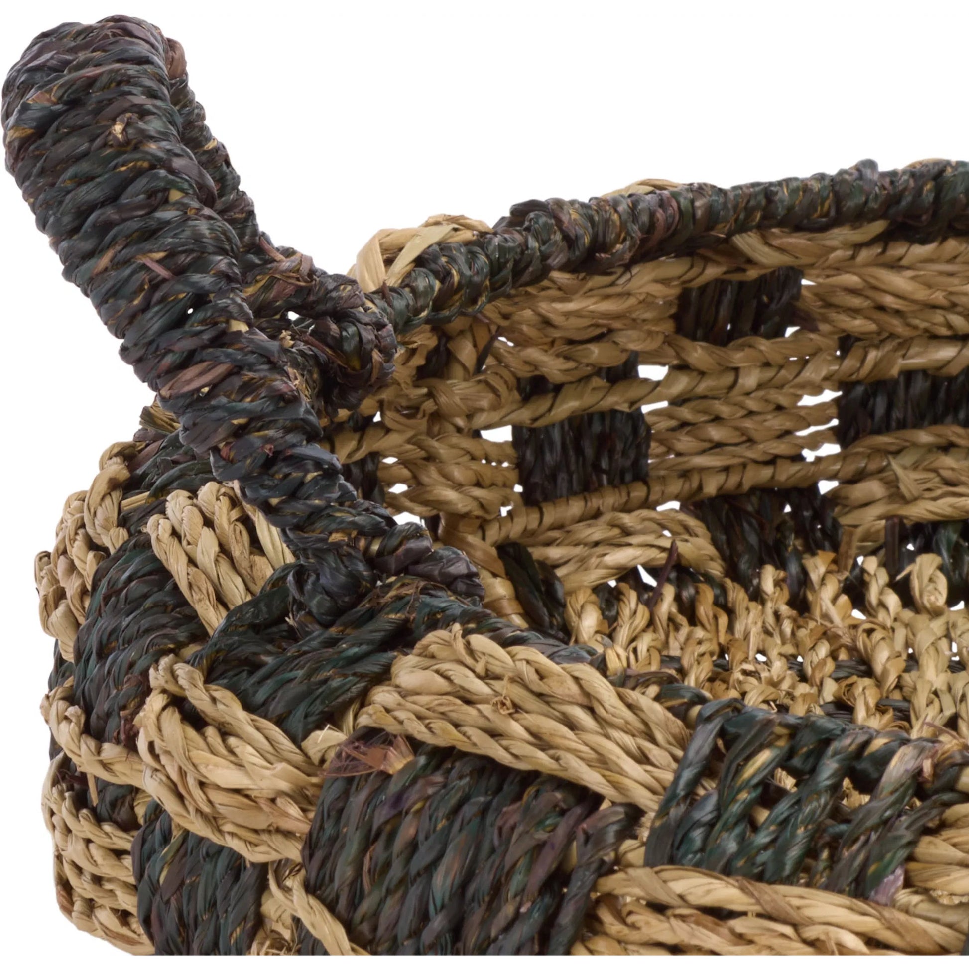 Campbell Baskets (Set of 2) by HedgeApple Essentials in natural, dark natural. Made from seagrass, metal in a unique style.