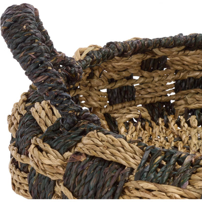 Campbell Baskets (Set of 2) by HedgeApple Essentials in natural, dark natural. Made from seagrass, metal in a unique style.