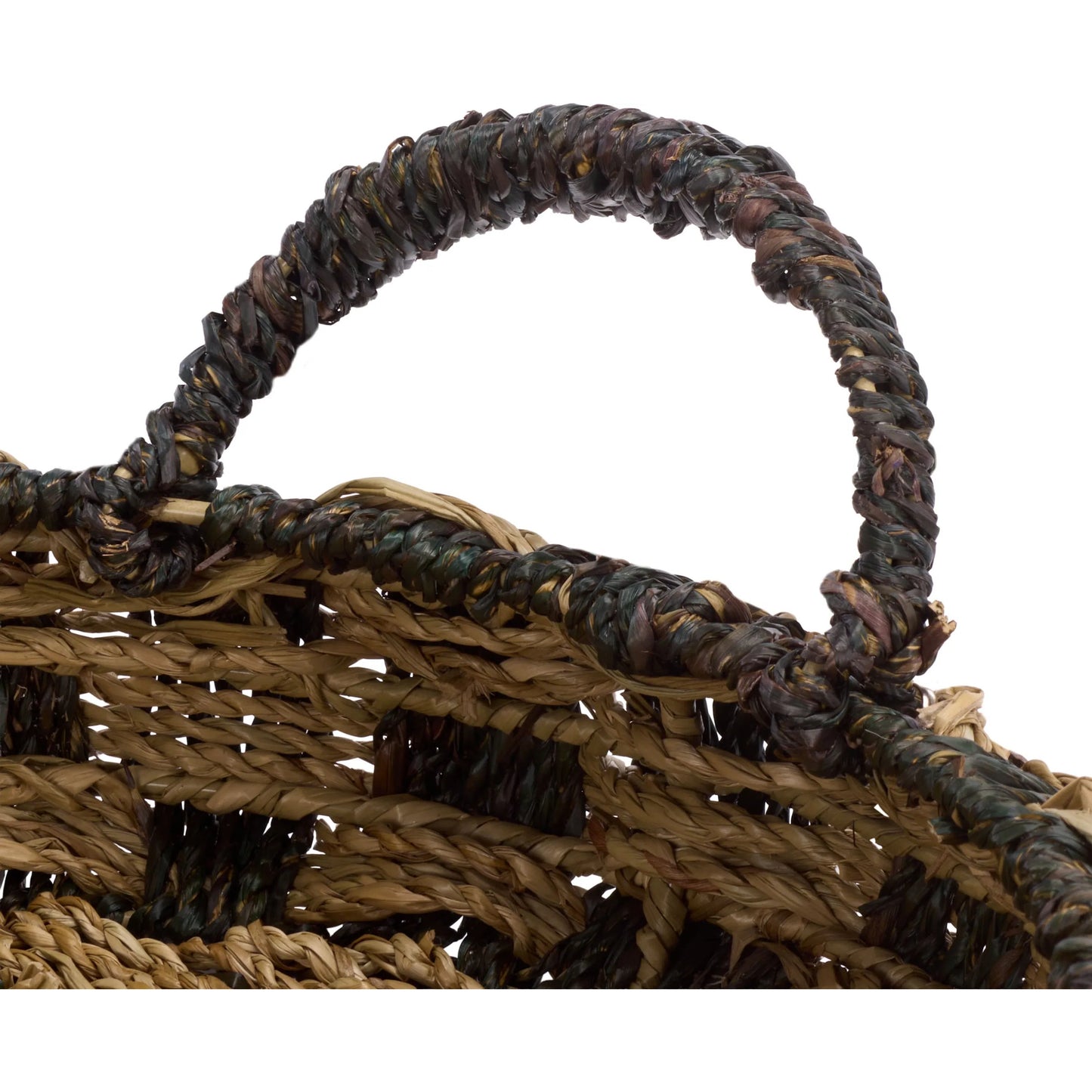 007 SI-2630227 | Closeup | Campbell Baskets (Set of 2) by HedgeApple Essentials in natural, dark natural. Made from seagrass, metal in a unique style.
