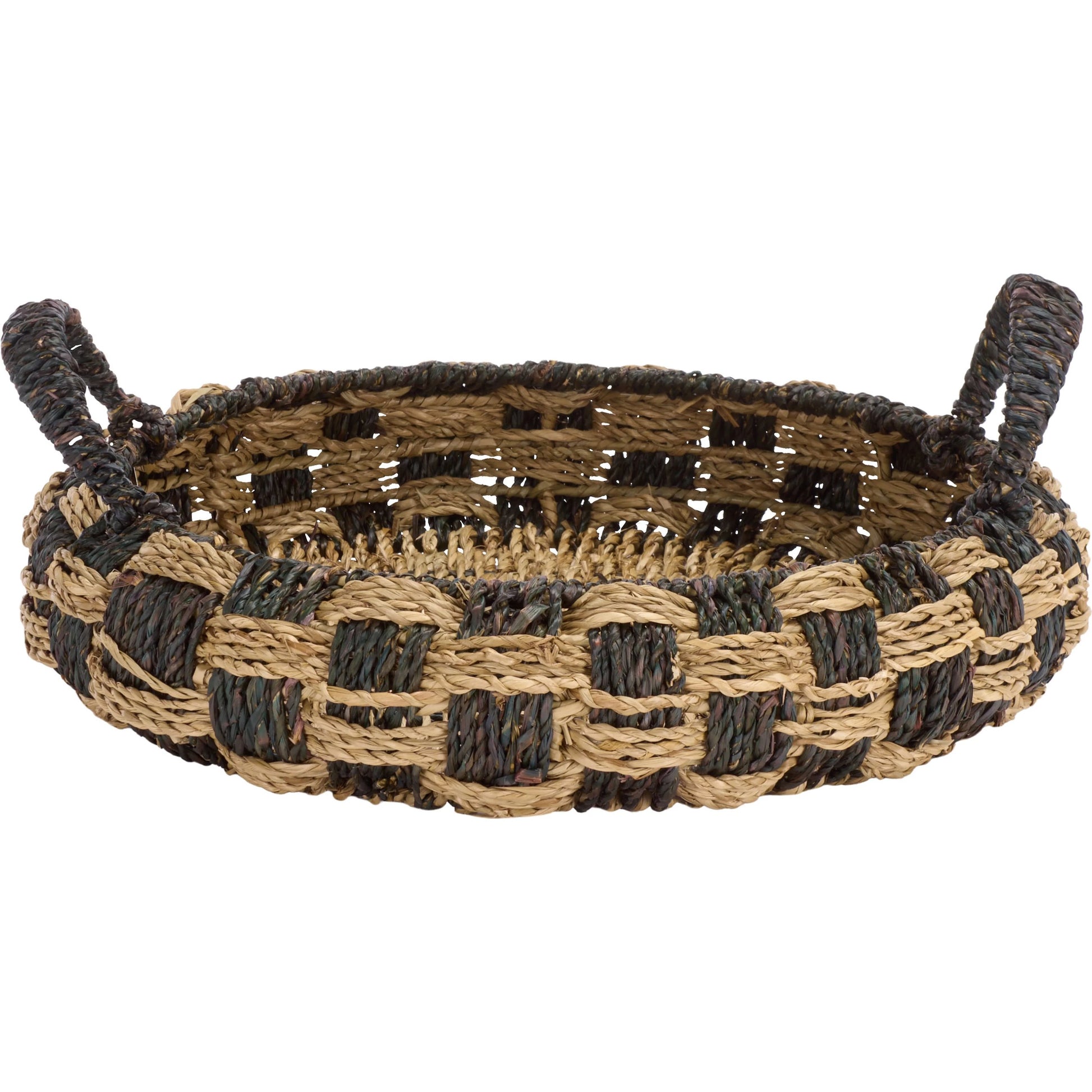 Campbell Baskets (Set of 2) by HedgeApple Essentials in natural, dark natural. Made from seagrass, metal in a unique style.