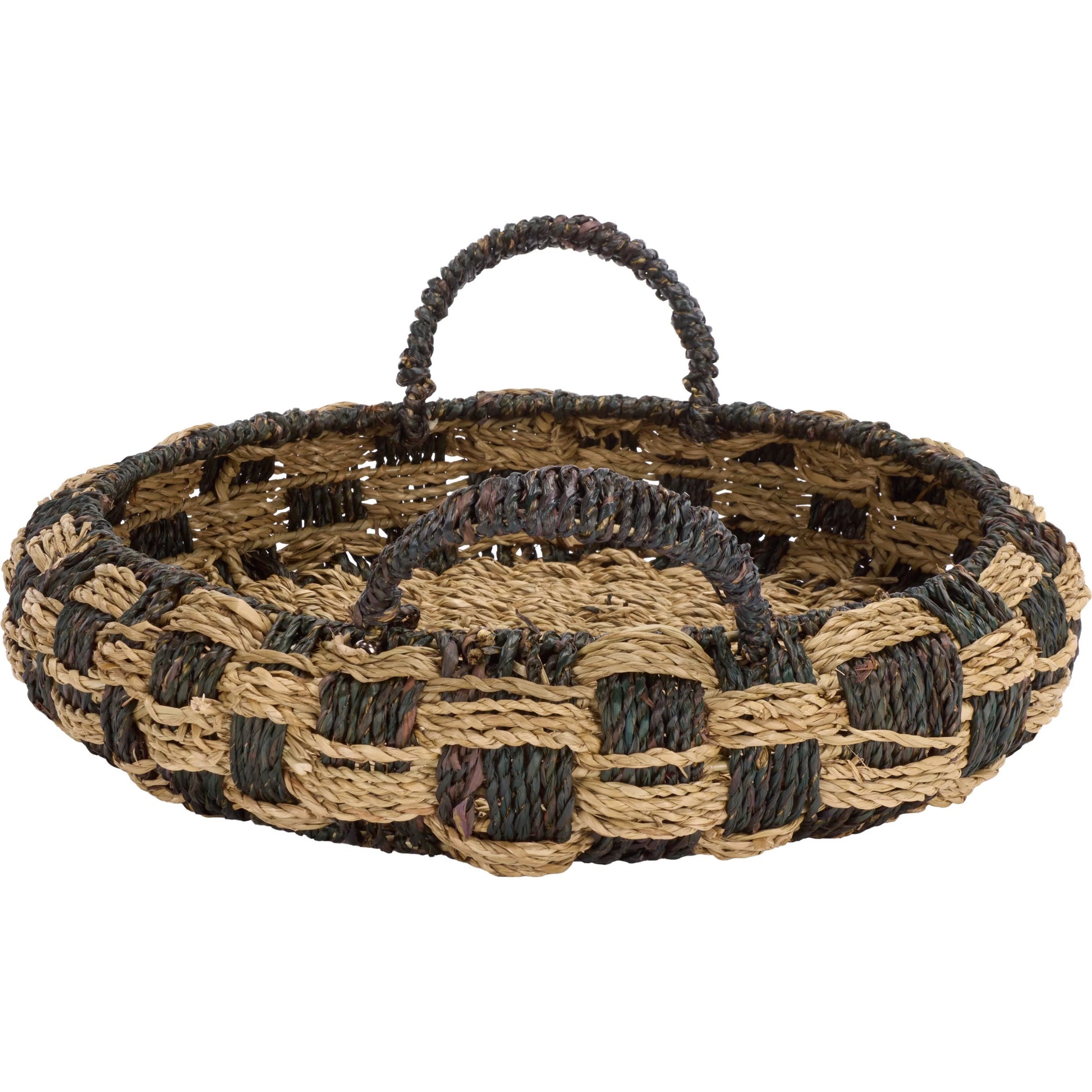 Campbell Baskets (Set of 2) by HedgeApple Essentials in natural, dark natural. Made from seagrass, metal in a unique style.